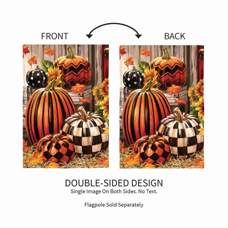 Fall Harvest Pumpkins Burlap Garden Flag