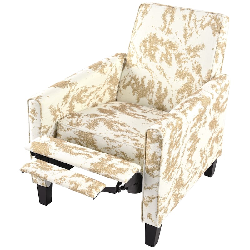Recliner Chair with Adjustable Push-Back Mechanism, Armchair with Wood Legs, Deep Seating Lounge Chaise Chair