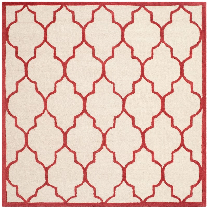SAFAVIEH Handmade Cambridge Oddny Moroccan Trellis Wool Rug - 6' Square - Ivory/Rust