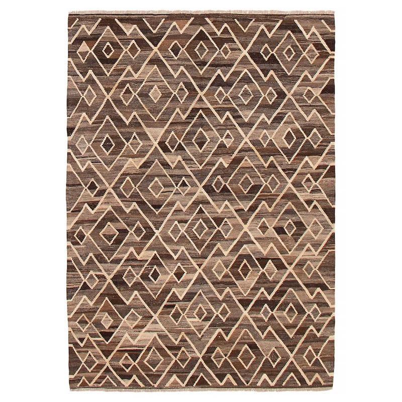 Sivas Brown Kilim 5'9" x 8'0" - 5'9 x 8'0 - Dark Brown - 5'9 x 8'0