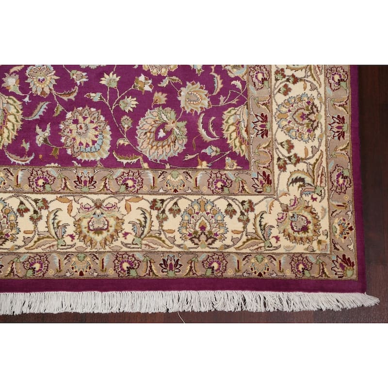 Wool/ Silk Vegetable Dye Floral Oriental Tabriz Area Rug Hand-knotted - 8'1" x 10'4"