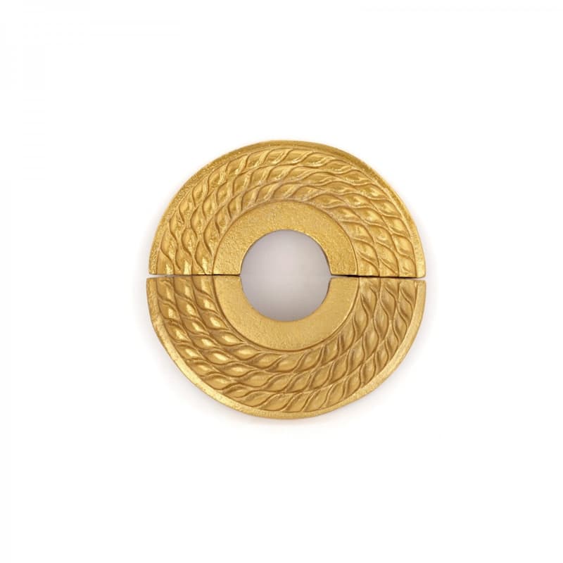 Radiator Flange Brass Finish Aluminum Triple Roped Style 3/4" (IPS) 1" ID - 3.13" OD Easy Snap Escutcheon Renovators Supply