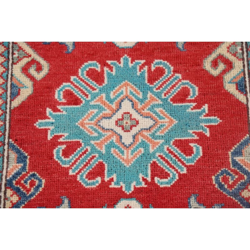 Red Kazak Oriental Runner Rug Handmade Wool Carpet - 2'10" x 9'10"