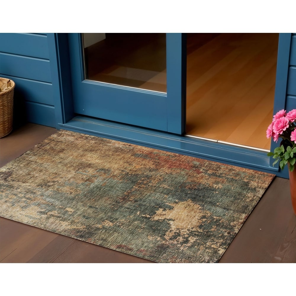 HomeRoots Abstract Transitional Rectangle Outdoor Rug