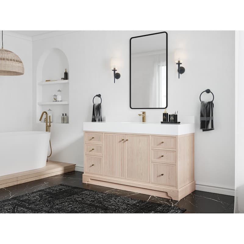 Willow Collections 60 in. W x 22 in. D Manhattan Oak Wood Single Sink Bathroom Vanity with Countertop