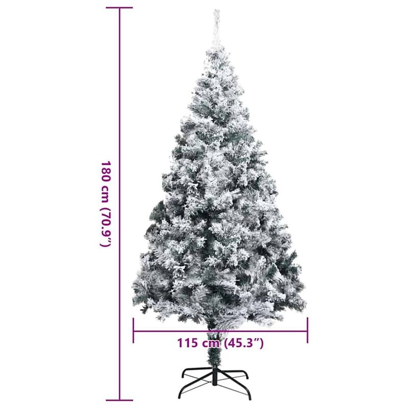 vidaXL Artificial Christmas Tree Green 70.9" PVC and Steel and Plastic - 45 x 45 x 71