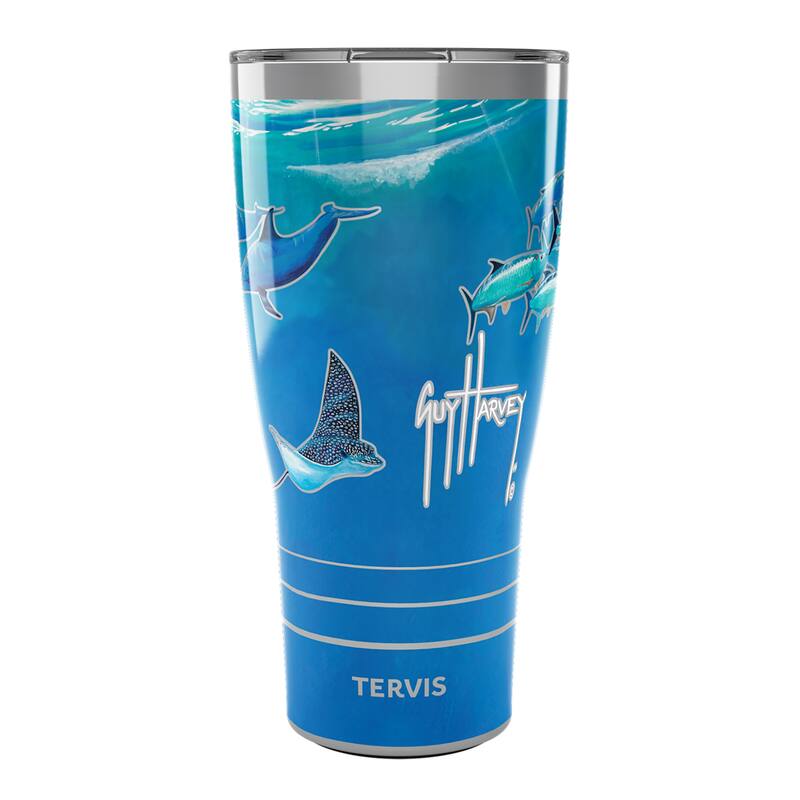 Tervis Traveler Guy Harvey Ocean Scene Triple Walled Insulated Tumbler Travel 30oz, Stainless Steel