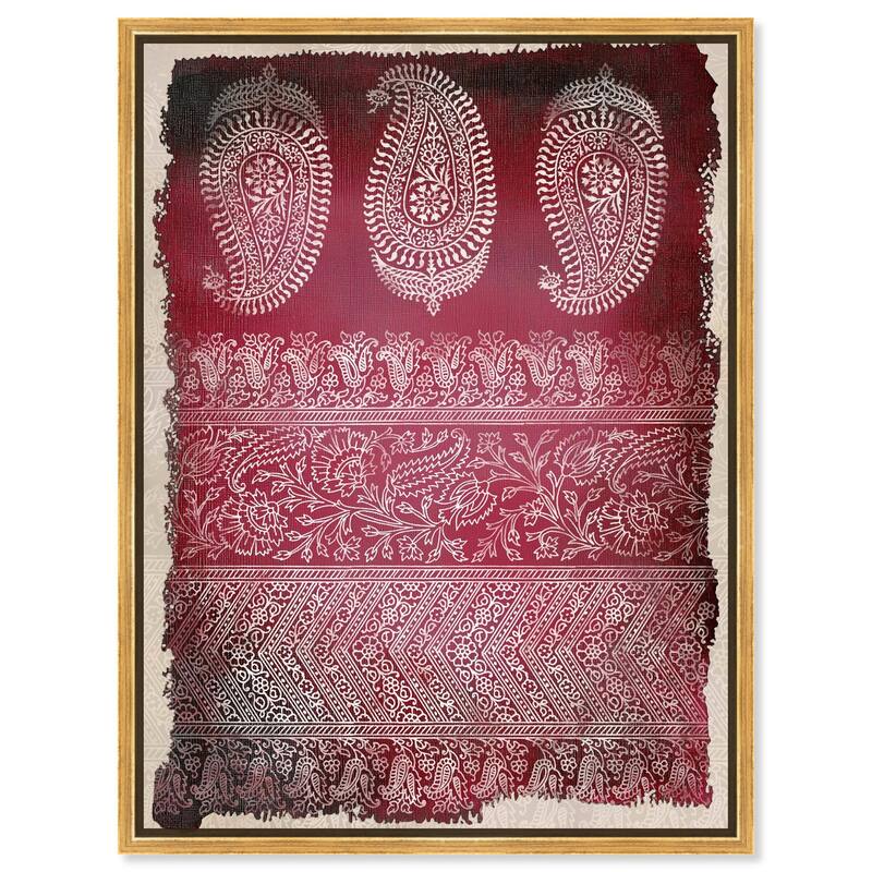 Burgundy Stamps Canvas by Art Remedy - Gold - 16" x 20"