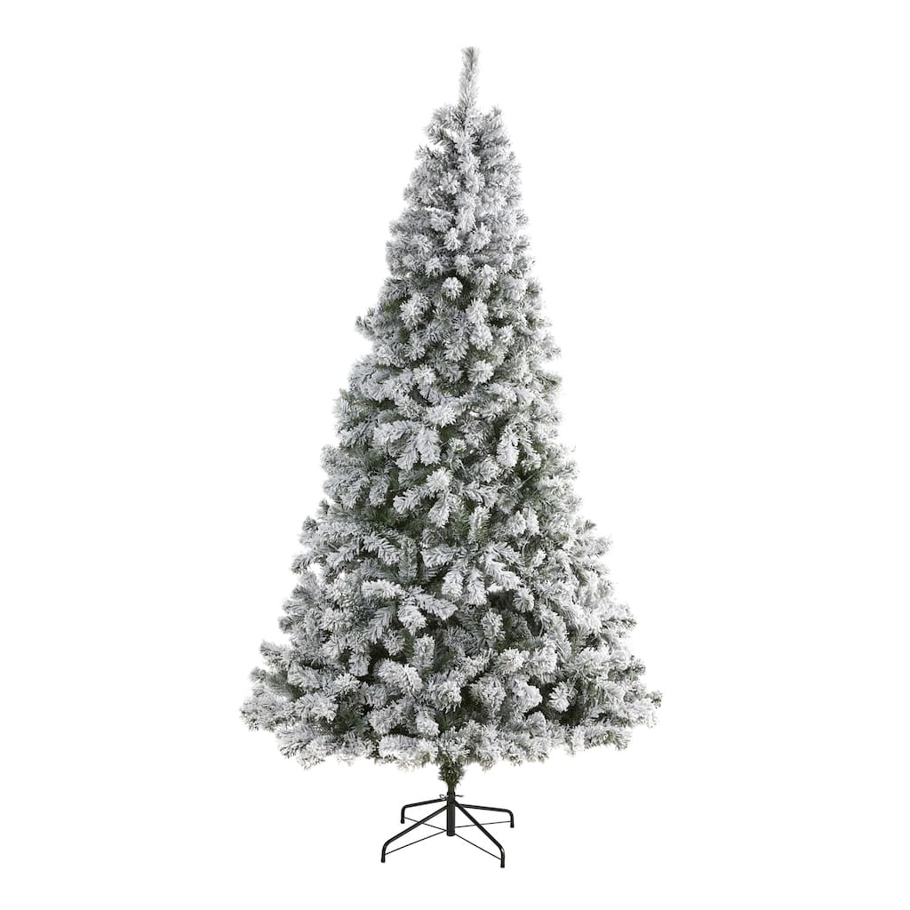 8ft. Flocked Fir Artificial Christmas Tree - Towering Snow-Kissed Holiday X-Mas Centerpiece