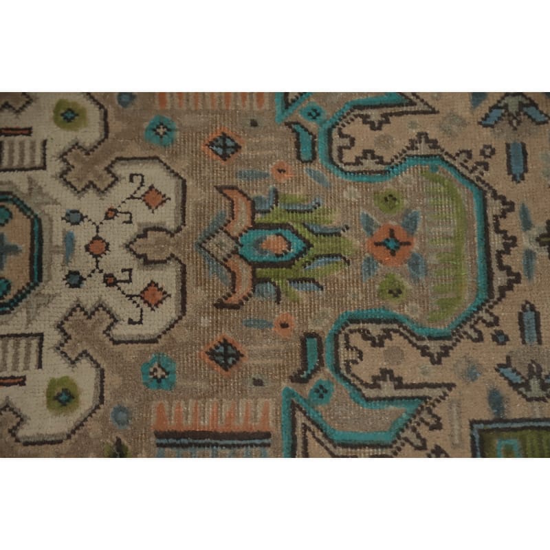 Hand Knotted Oriental 100% Wool Carpet Traditional Floral Beige & Ivories Tabriz Area Rug - 11' 2'' X 8' 0''