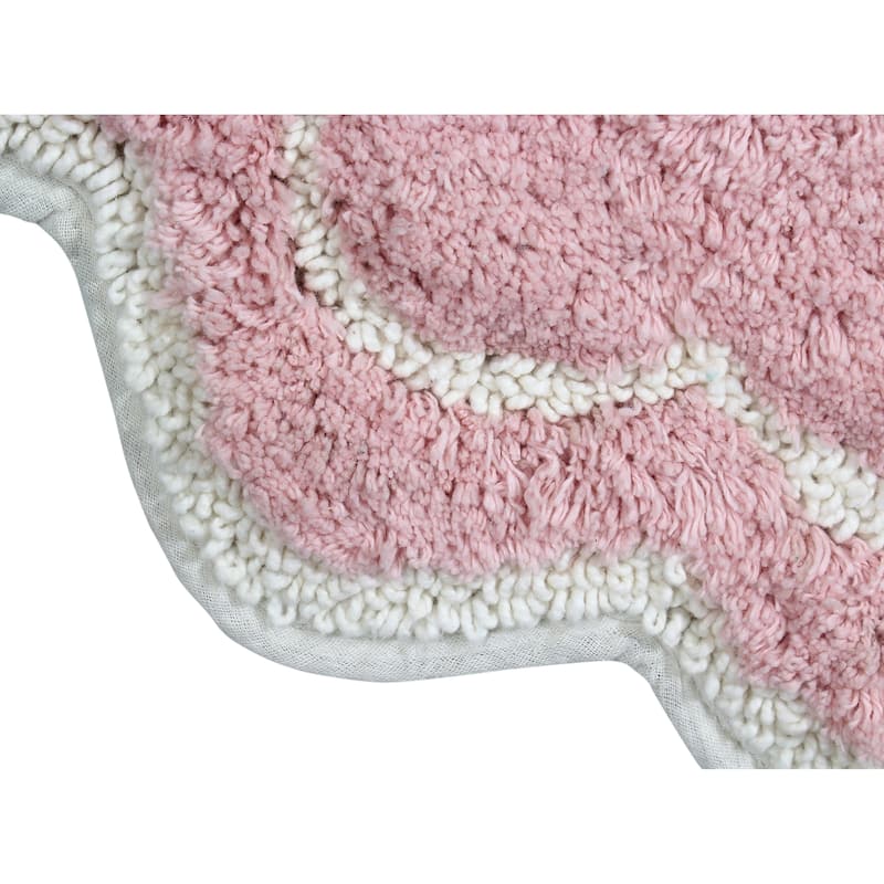 Allure Collection 100% Cotton Non-Slip Bathroom Rug Set, 3 Piece Machine Washable- Bathroom Rug, Bath Rug, U Shaped Contour