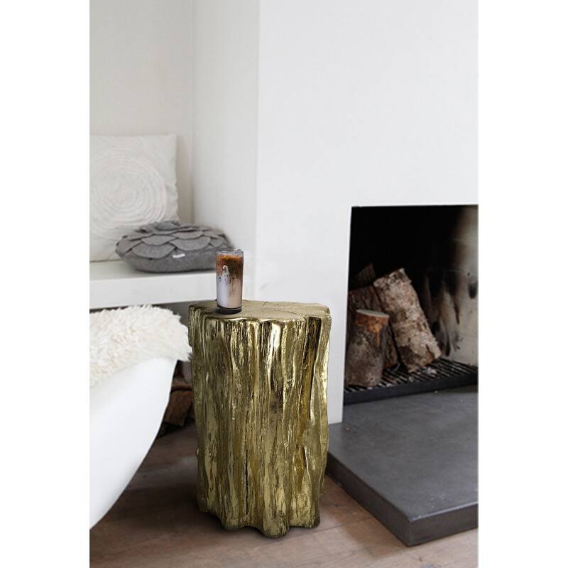The Curated Nomad Vincente Gold Nature-inspired Tree Trunk Stool