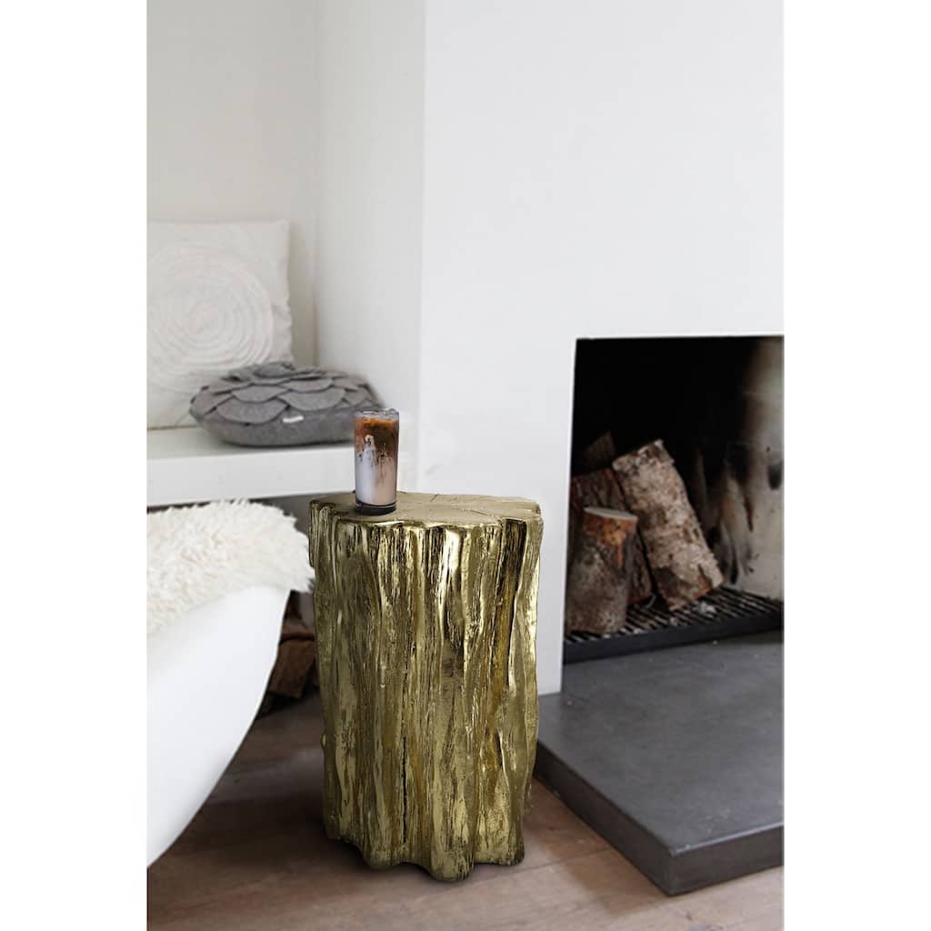 The Curated Nomad Vincente Gold Nature-inspired Tree Trunk Stool