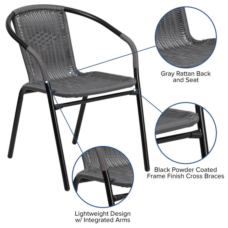 2 Pack Rattan Indoor-Outdoor Restaurant Stack Chair