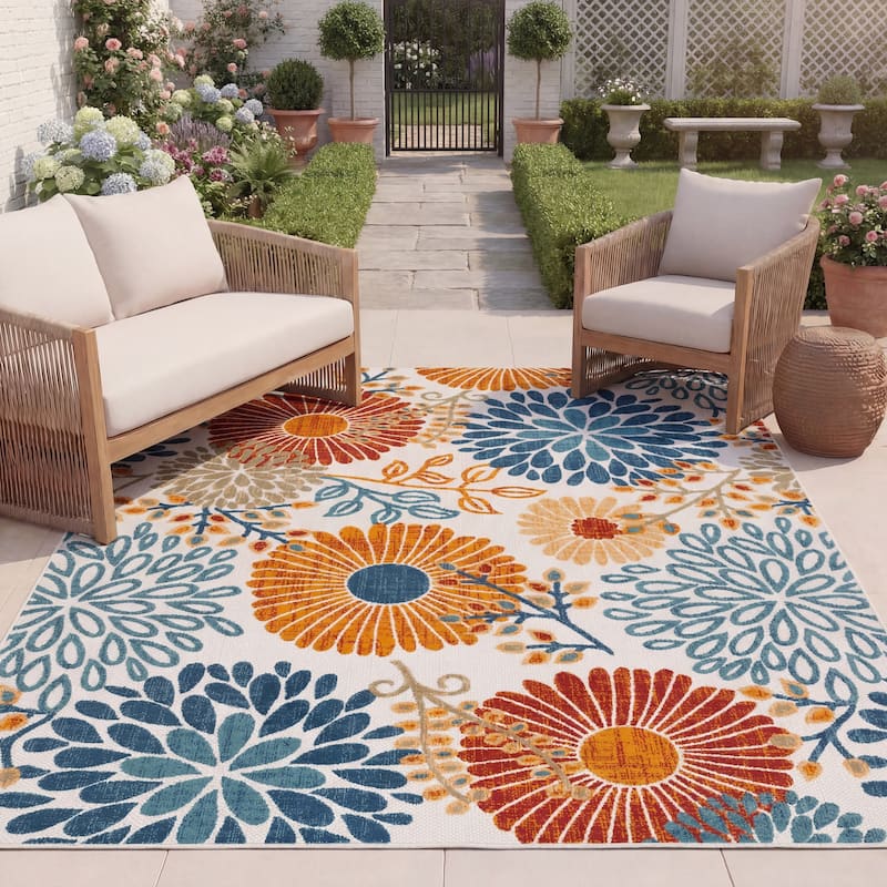 SAFAVIEH Cabana Hillechien Indoor/ Outdoor Waterproof Patio Floral Rug