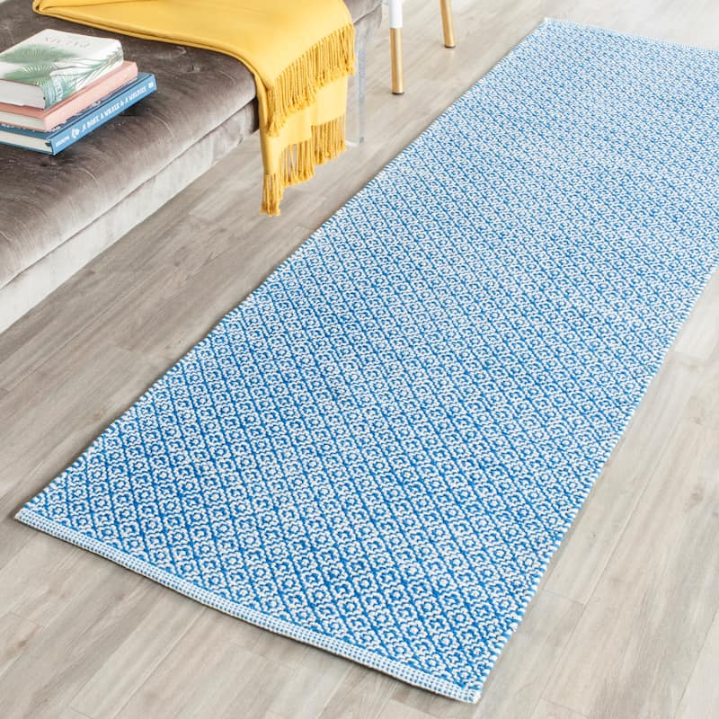 SAFAVIEH Montauk Glyn Handmade Cotton Area Rug - 2'3" x 3'9" - Ivory/Blue - Rectangle