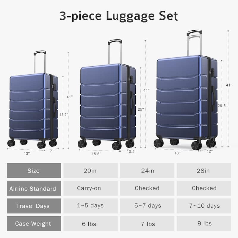 Hard Shell ABS, Double Spinner Wheels Lightweight Suitcase TSA Lock