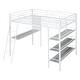 preview thumbnail 9 of 9, Metal Full Size Loft Bed with 3 Layers of Shelves and Desk, White