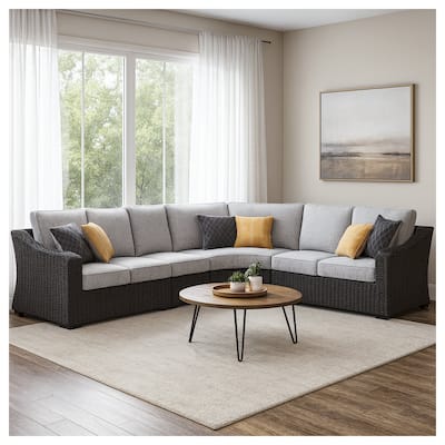 Signature Design by Ashley Beachcroft Black/Gray 4-Piece Outdoor Sectional - 180" W x 145" D x 35" H