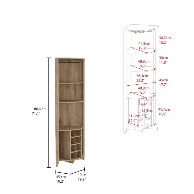 Corner Bar Cabinet for Kitchen, Dining Room,Living Room, Dark Brown