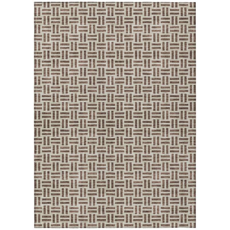 Machine Washable Indoor/ Outdoor Contemporary Basketweave Chantille Rug