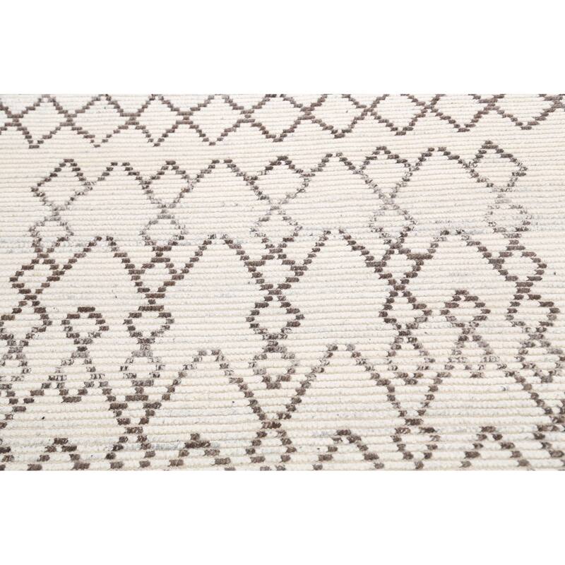 Modern Geometric Oriental Moroccan Wool Area Rug Hand-knotted - 5'0" x 7'9"