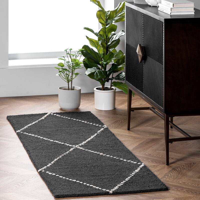 Nuloom Handmade Dotted Trellis Wool Kids Nursery Rug