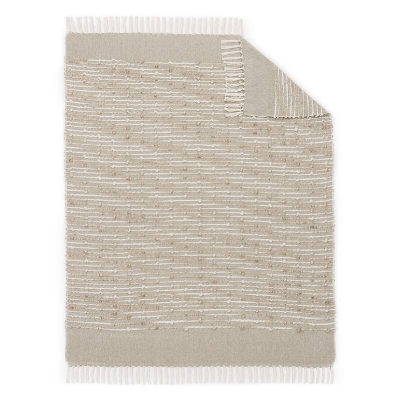 Indigo Road by Egypt Sherrod Damara Slub Stripe Tasseled Cotton Blend 1-Piece Throw