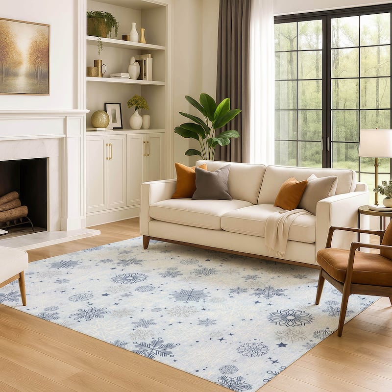 Premium Washable Super Soft Winter Snowflake Mayfield Rug