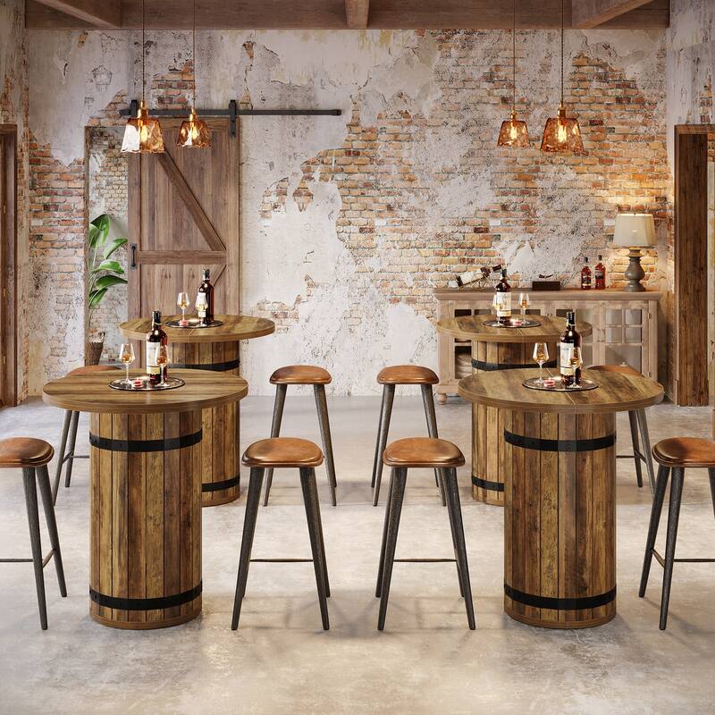 Round Bar Table, Bistro Pub Table for Kitchen (Only Table)