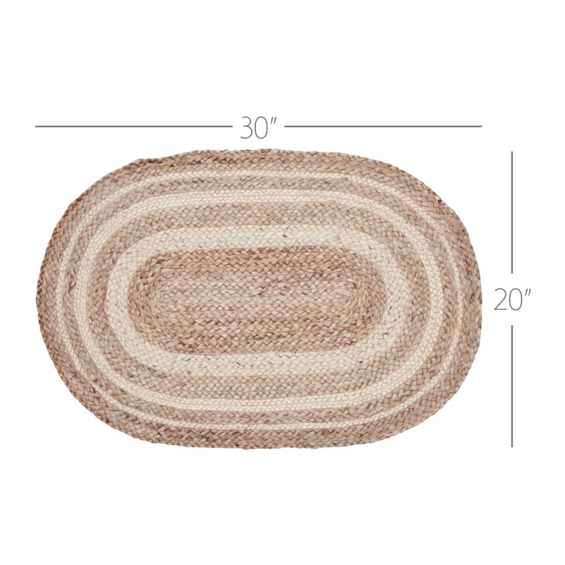 Natural & Creme Jute Rug Oval w/ Pad 20x30 - 3'6"
