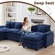 preview thumbnail 63 of 109, Modular Cloud Chenille Sectional Sofa with Ottomans, Deep Seat Convertible L-Shaped or U-Shaped Couch