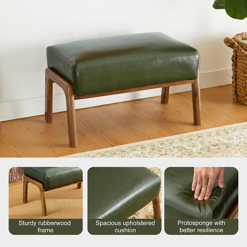 Glitzhome 30.75"H Mid-Century PU Leather Armchair with Ottoman Set
