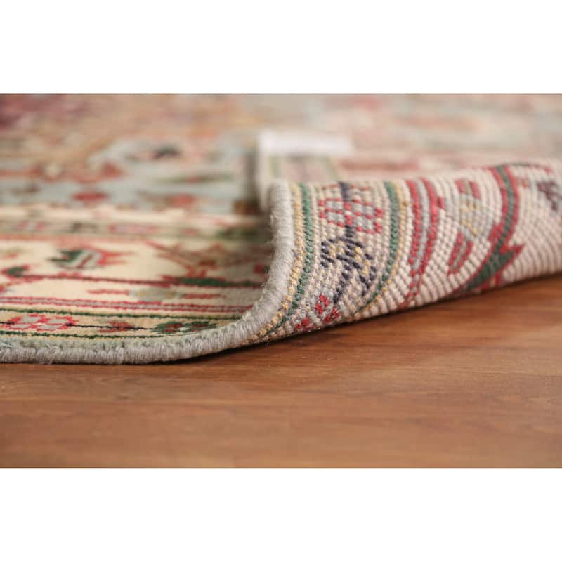 Light Blue Medallion Heriz Serapi Indian Rug Hand-Knotted Wool Carpet - 7'11" x 9'10"