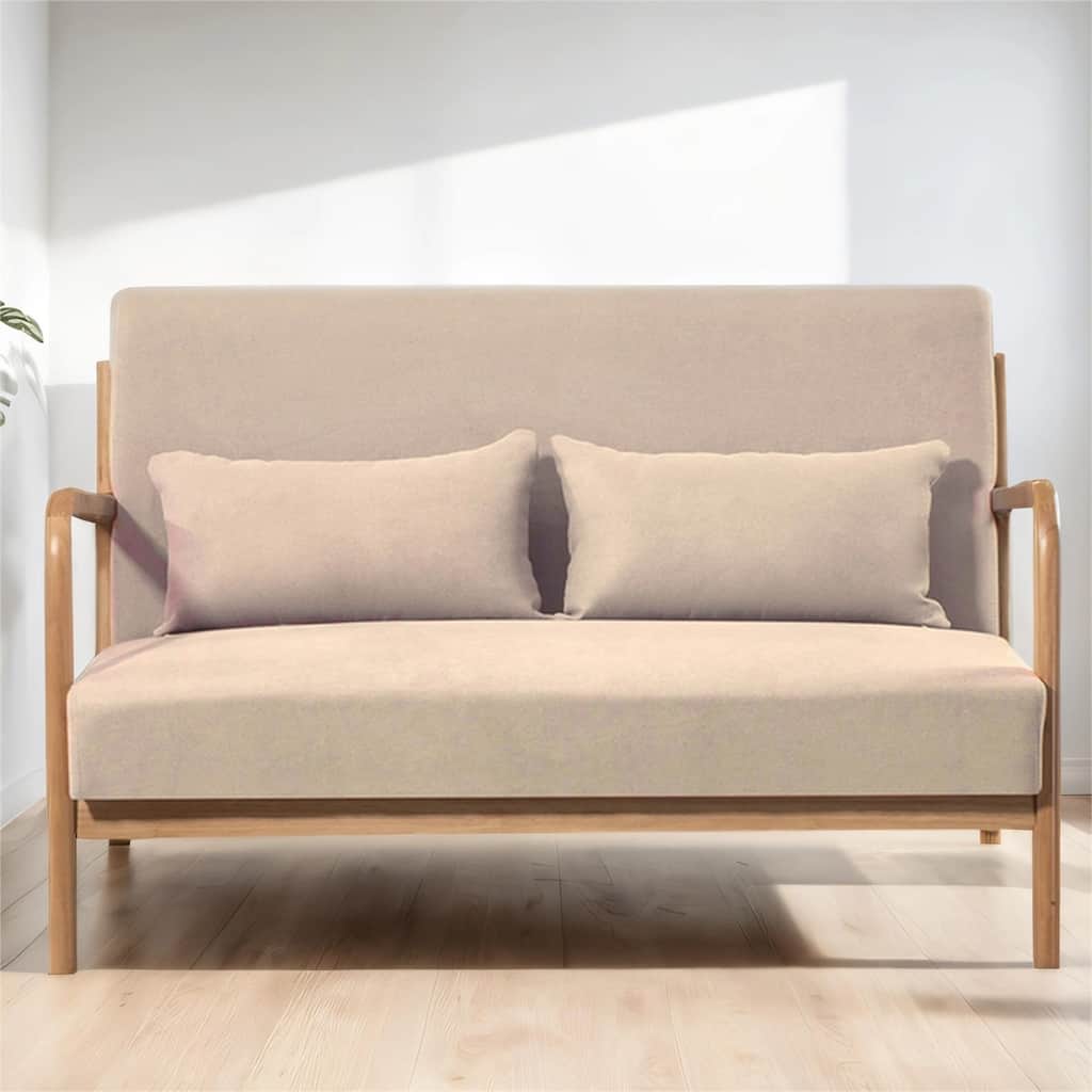 2 Seat Accent Sofa with Solid Wood Armrest and Feet