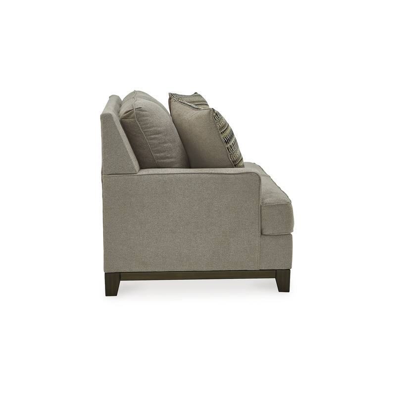 Kenny Loveseat, 2 Accent Throw Pillows, 63 Inch Soft Gray Polyester