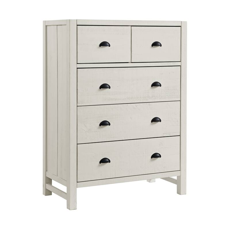 Arden 4-Piece Bedroom Set with King Bed, 2-Drawer Nightstand with Open Shelf, 5-Drawer Chest, 6-Drawer Dresser