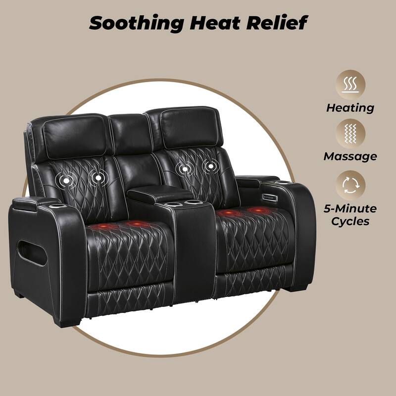 Signature Design by Ashley Boyington Black Power Reclining Loveseat with Console - 75"W x 40"D x 44.5"H