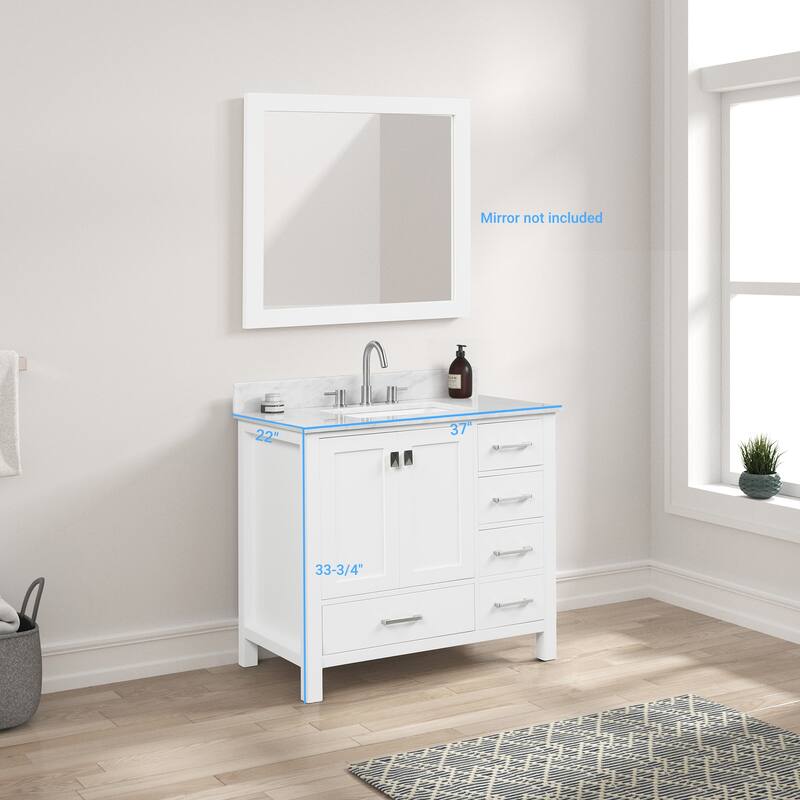Blossom Geneva 36" Bathroom Vanity with Marble Top & Undermount Sink