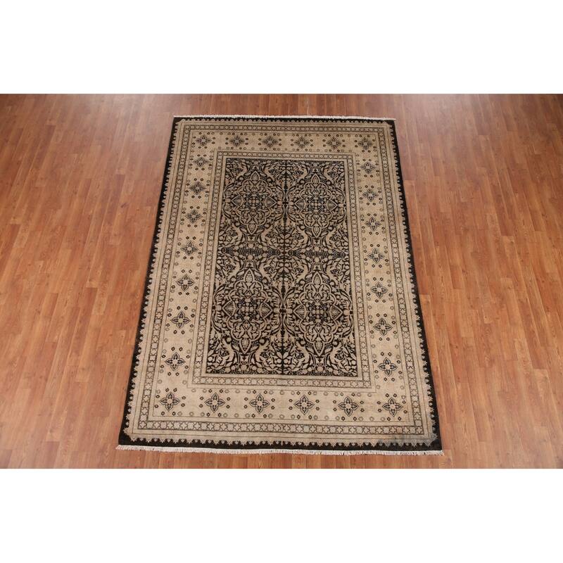 Geometric Royal Tabriz Oriental Area Rug Handmade Vintage Wool Carpet - 6'2" x 8'10"