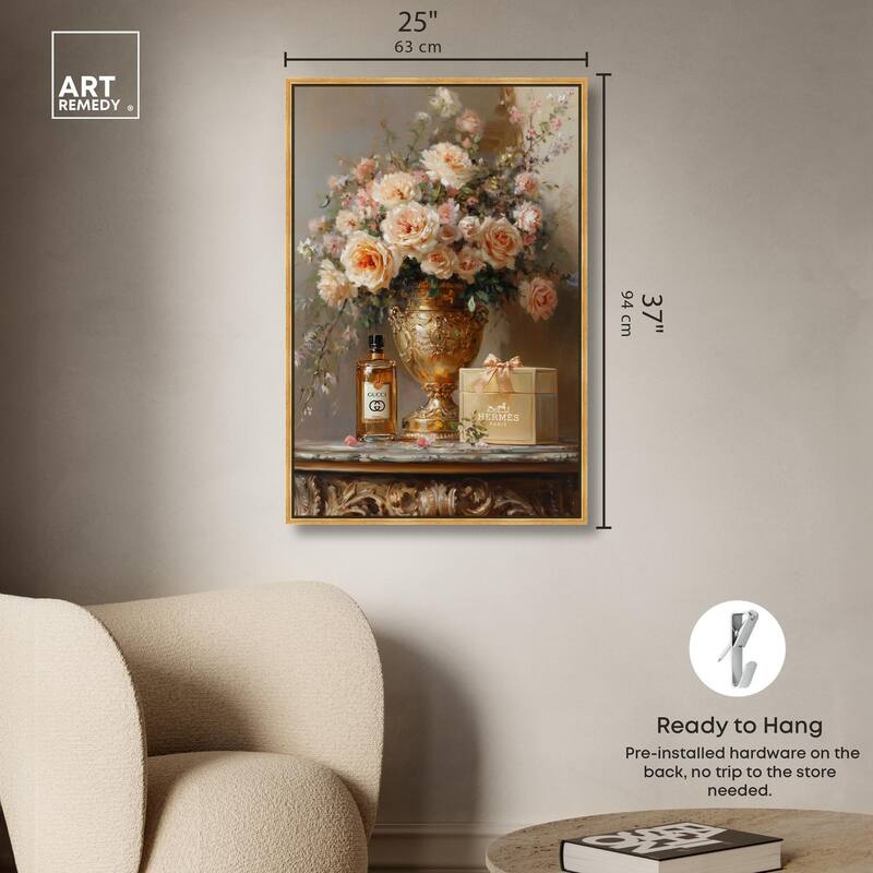 Classical Vase Tans and Floral Canvas by Art Remedy