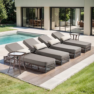 Pocassy 6 Pieces Patio Chaise Lounge Chair with Adjustable Backrest