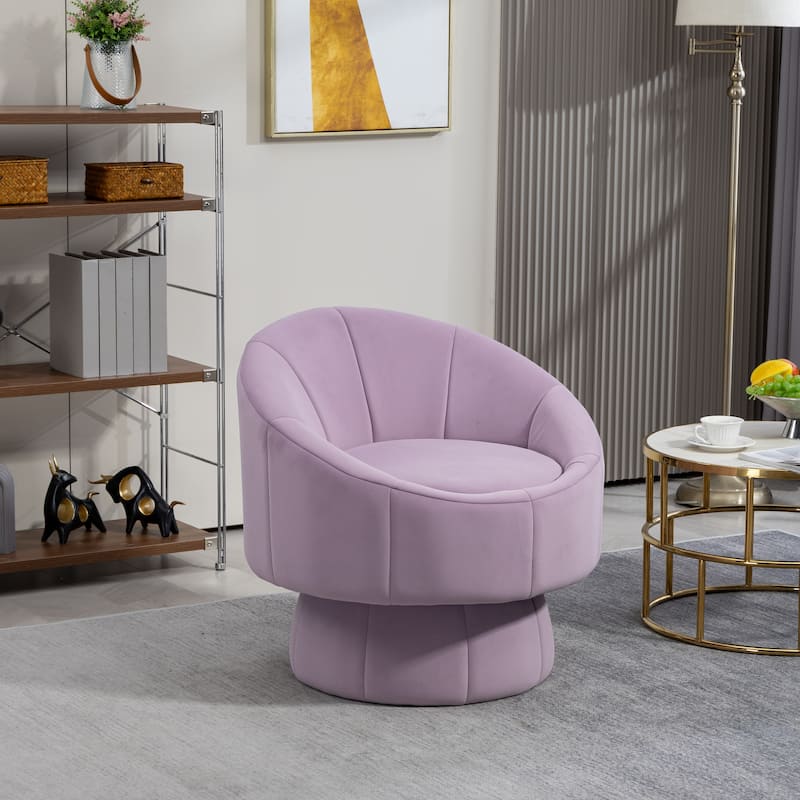 Modern 28.75" Velvet Upholstered 360° Swivel Accent Chair with Wood Frame and Waist Cushion