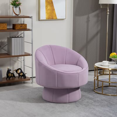 Modern 28.75" Velvet Upholstered 360° Swivel Accent Chair with Wood Frame and Waist Cushion