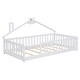 preview thumbnail 10 of 9, White Twin Size Pine Wood House-Shaped Bed with Guardrails, No Door