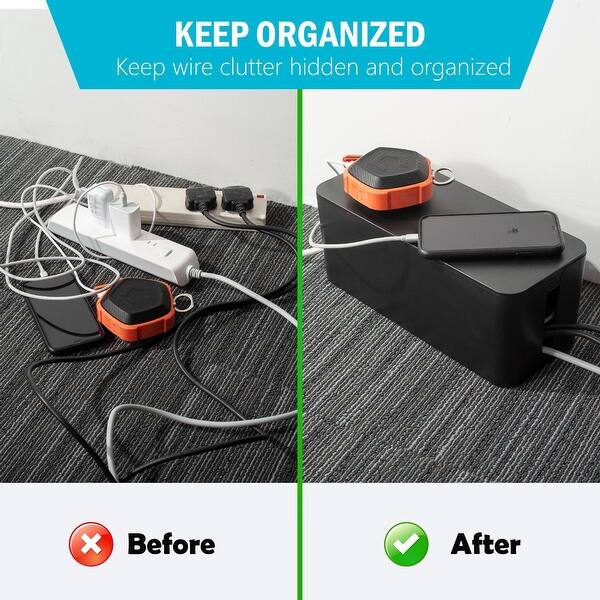 12 5 Cable Management Box Power Strip Cord Cover Organizer For Desk Tv Computer Overstock 32300314 Cable management box cord organizer 16 cover conceal hide wire plug black. power strip cord cover organizer
