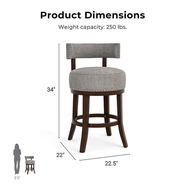 dimension image slide 5 of 6, Furniture of America Fendeson Transitional Nailhead Swivel Barstool (Set of 2)