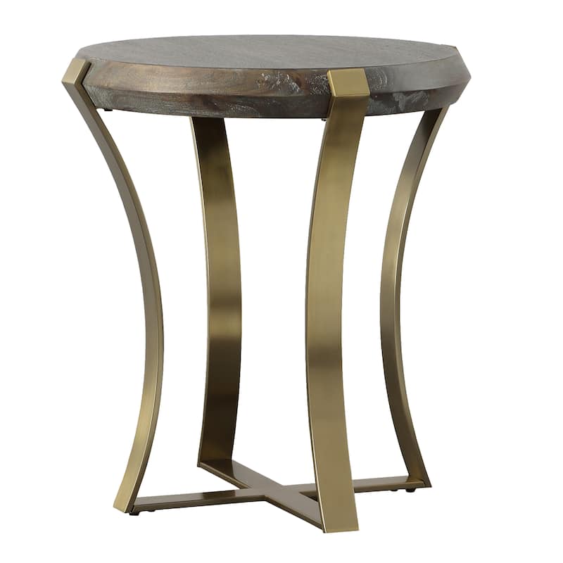 Uttermost Unite Brass Leg Wood Side Table - 23"W x 24"H x 23"D