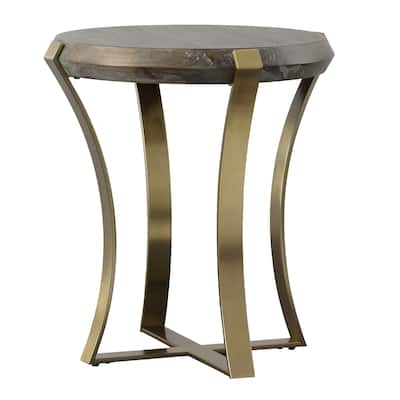 Uttermost Unite Brass Leg Wood Side Table - 23"W x 24"H x 23"D