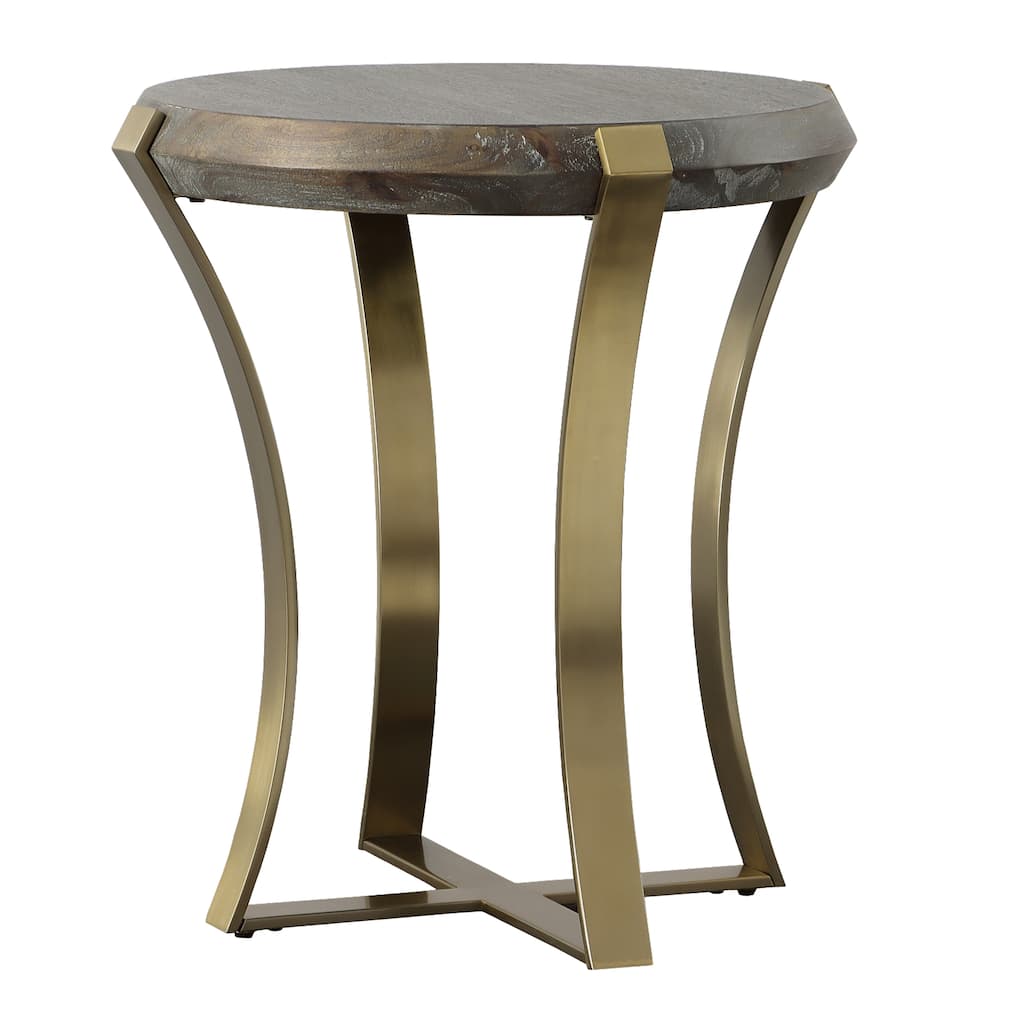 Uttermost Unite Brass Leg Wood Side Table - 23"W x 24"H x 23"D